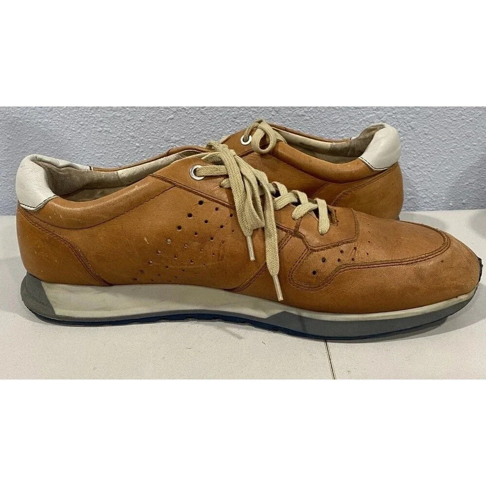 Pikolinos Shoes Mens Size 10.5 EU 44 Brown Leather Perforated Lace Up Sneakers